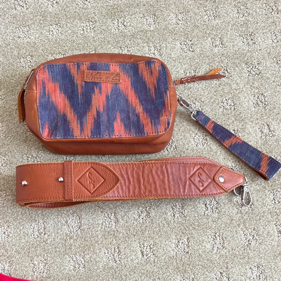 Nena & Co. Brown and Blue Patterned Crossbody Bag - Picture 1 of 8